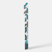 Aquamarin Blue Green Brown Gray Midjahrhundert Kun iPhone Hülle (Linke Seite)