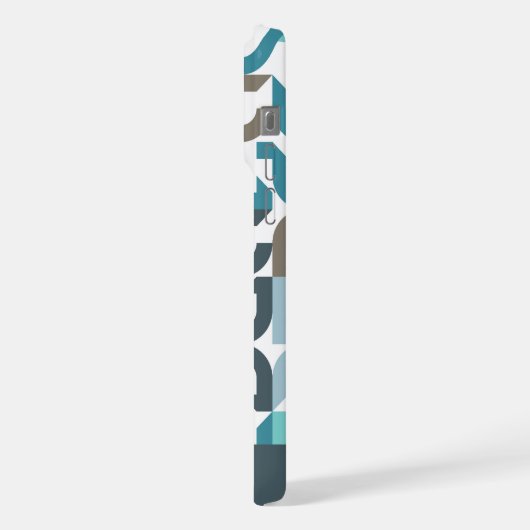 Aquamarin Blue Green Brown Gray Midjahrhundert Kun iPhone Hülle (Linke Seite)