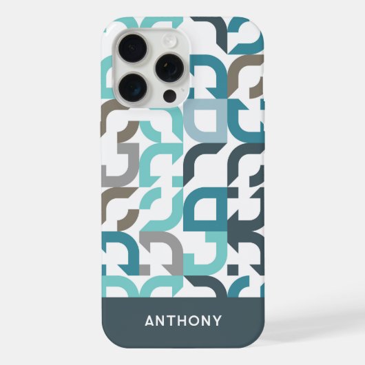 Aquamarin Blue Green Brown Gray Midjahrhundert Kun iPhone Hülle (Rückseite)