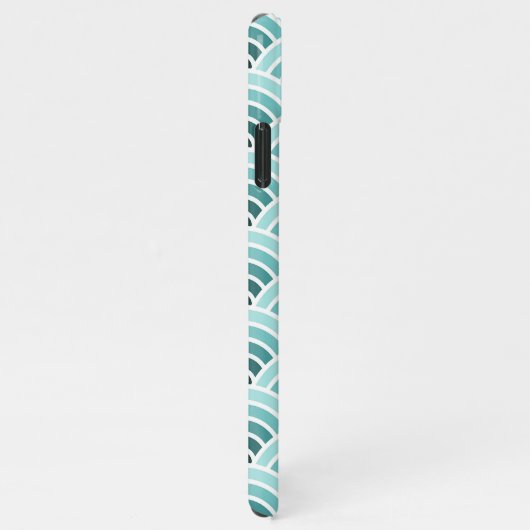 Aquamarin Blue Green Concentric Waves Art Muster iPhone Hülle (Rechte Seite)