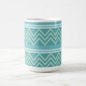 Aquamarin Blue Green Geometric Zickzack Kaffeetasse (Mittel)
