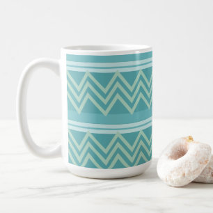 Aquamarin Blue Green Geometric Zickzack Kaffeetasse