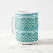 Aquamarin Blue Green Geometric Zickzack Kaffeetasse (Vorderseite Links)
