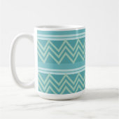 Aquamarin Blue Green Geometric Zickzack Kaffeetasse (Links)