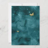 Aquamarin Blue Green Gold Luxus Butterfly Quincean Einladung (Rückseite)