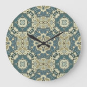 Aquamarin Blue Green Gray Ochre Angesagter Bohemis Große Wanduhr (Vorderseite)