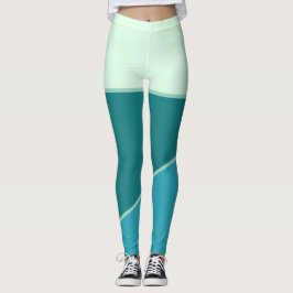 Aquamarin Blue Green monochromatischer Farbblock Leggings