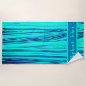 Aquamarin Blue Green Ocean Wave Abstrakter Monogra Strandtuch (Vorderseite)