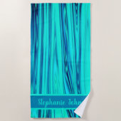 Aquamarin Blue Green Ocean Wave Abstrakter Monogra Strandtuch (Vorderseite)