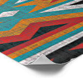 Aquamarin Blue Green Red Terra Cotta Tribal Art Pa Poster (Ecke)