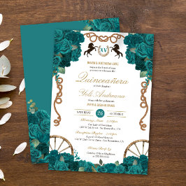 Aquamarin Blue Green Rose Country Western Quincean Einladung