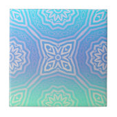 Aquamarin Blue Green Silver Ombre Arabesque Geomet Fliese (Vorderseite)