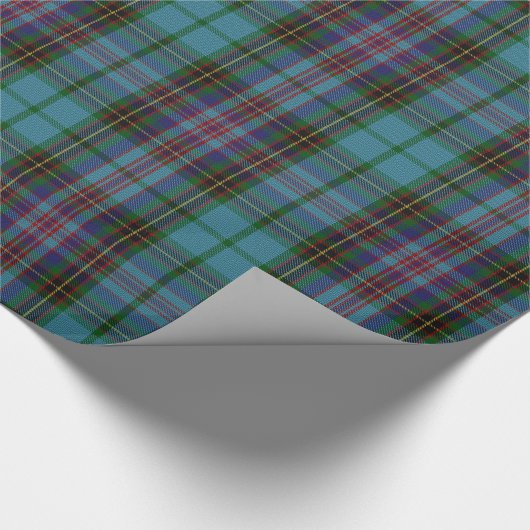 Aquamarin Blue Green Tartan Kariert Geschenkpapier (Ecke)