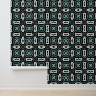 Aquamarin Blue Green Taupe Brown Bohemisch Stamm A Tapete