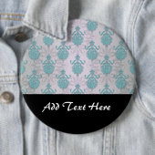 Aquamarin Blue Green und Silvery White Damask Button (Beispiel)