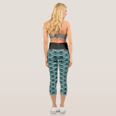 Aquamarin Blue Green Wacles Circles Art Pattern Capri Leggings (Rückseite)