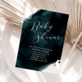 Aquamarin Blue Green Watercolor Babydusche Einladung