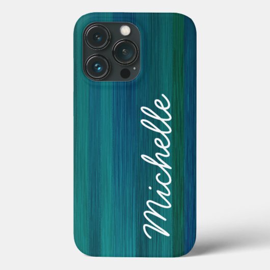Aquamarin Blue Green & White Custom Curry Name Case-Mate iPhone Hülle (Rückseite)