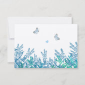 Aquamarin-Blue-Green-Wildblume-Butterfly-Hochzeit RSVP Karte (Rückseite)