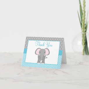 Aquamarin Blue Grey Elephant Polka Dot Vielen Dank Dankeskarte