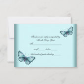 Aquamarin Blue Heart Butterfly Aquamarin Blue UAWG RSVP Karte (Rückseite)