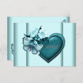 Aquamarin Blue Heart Butterfly Aquamarin Blue UAWG RSVP Karte (Vorne/Hinten)