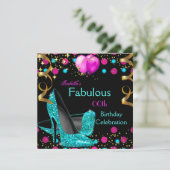 Aquamarin Blue High Heels Shoes Hot Pink Geburtsta Einladung (Stehend Vorderseite)