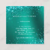 Aquamarin Blue Hübsch Glitzern Beauty Makeup Artis Quadratische Visitenkarte (Rückseite)