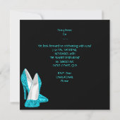 Aquamarin Blue Junggeselinnen-Abschied Champagne S Einladung (Rückseite)