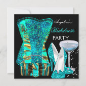 Aquamarin Blue Junggeselinnen-Abschied Shoes Corse Einladung (Vorderseite)