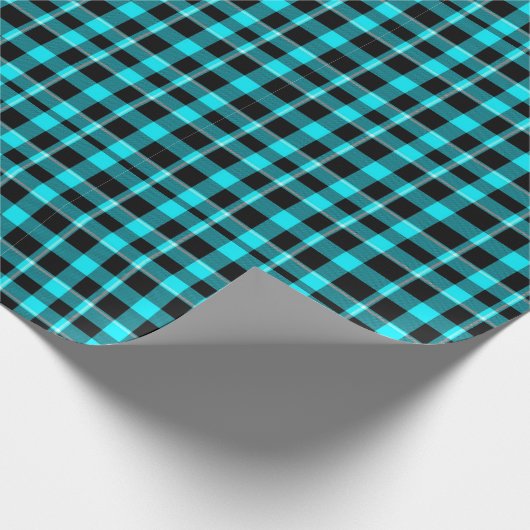 Aquamarin Blue Kariert Jedem Anlass Geschenkpapier (Ecke)