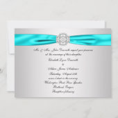 Aquamarin Blue Lace Diamond Ribbon Wedding 12x18 Einladung (Rückseite)