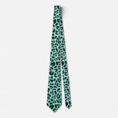 Aquamarin Blue Leopard Print Punk Rock Neck Tie Krawatte (Vorderseite)