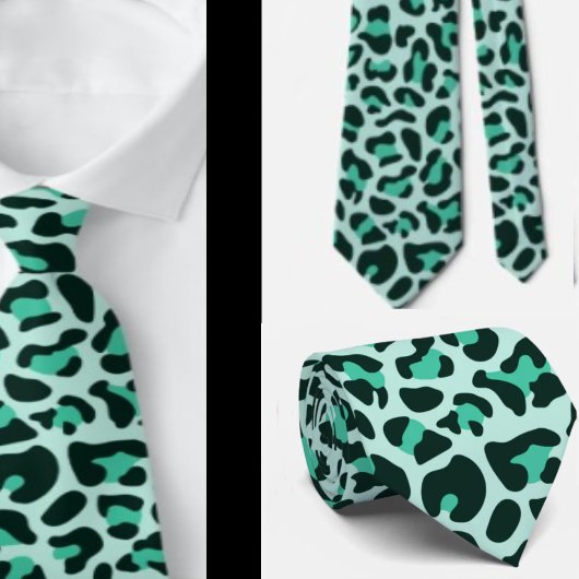 Aquamarin Blue Leopard Print Punk Rock Neck Tie Krawatte