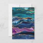Aquamarin Blue Lila Gold Glitzer Agate Wedding RSVP Karte (Rückseite)