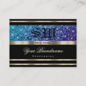 Aquamarin Blue Lila Ombre Glitzer Monogram Gold Bl Visitenkarte (Vorderseite)