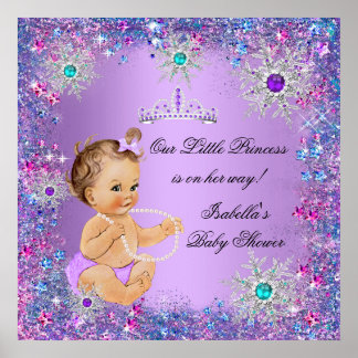 Aquamarin Blue Lila Pink Princess Babydusche Braun Poster