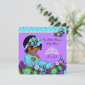 Aquamarin Blue Lila Princess Baby Shower Girl A1 Einladung (Stehend Vorderseite)