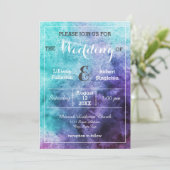 Aquamarin Blue Lila Watercolor - Einladung zur Hoc (Stehend Vorderseite)