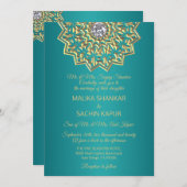 Aquamarin Blue Mandala Gold Indian Wedding Einladu Einladung (Vorne/Hinten)