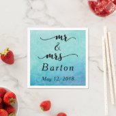 Aquamarin & Blue Mandala Wedding "Mr & Mrs." Typog Serviette (Beispiel)