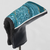 Aquamarin Blue Marble Geode Gold Glitzer Agate Golf Headcover (3/4 Vorderseite)