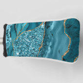 Aquamarin Blue Marble Geode Gold Glitzer Agate Golf Headcover (Vorderseite)