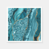 Aquamarin Blue Marble Geode Gold Glitzer Agate Serviette (Vorderseite)