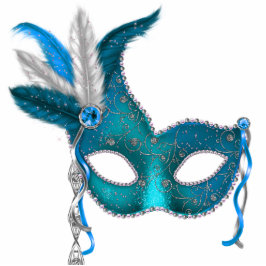 Aquamarin Blue Masquerade Party Freistehende Fotoskulptur