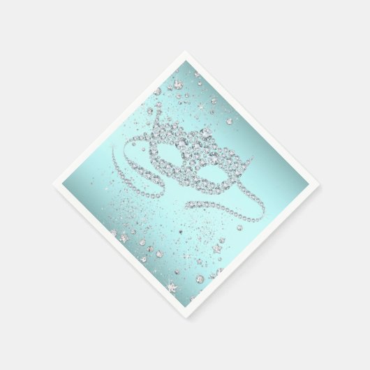 Aquamarin Blue Masquerade Party Serviette (Ecke)