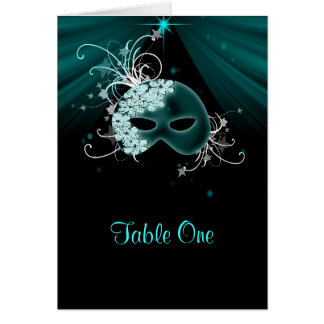 Aquamarin Blue Masquerade Party Table Cards