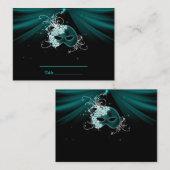 Aquamarin Blue Masquerade Party Table Cards Platzkarte (Vorne/Hinten)