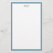 Aquamarin Blue Minimalistisch Simple Monogram Two  Briefpapier (Vorderseite)