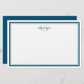 Aquamarin Blue Minimalistisch Simple Monogram Two  Briefpapier (Vorne/Hinten)